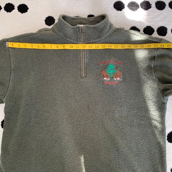 Vintage 1/4 Zip Fleece Henley Sweater Jacket Mens L Embroidered Green Pullover - Picture 8 of 11